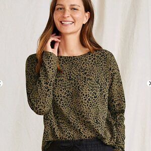 Garnet Hill Leopard Sweatshirt - Cotton/Silk - XL